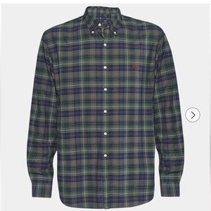 RALPH LAUREN Green Tartan Check Cotton Button Down Shirt. Men’s Medium